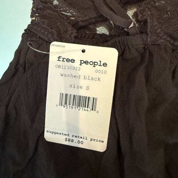 NWT Free People Lace Camisole Going Out Top in Washed Black - Size S - Picture 7 of 7